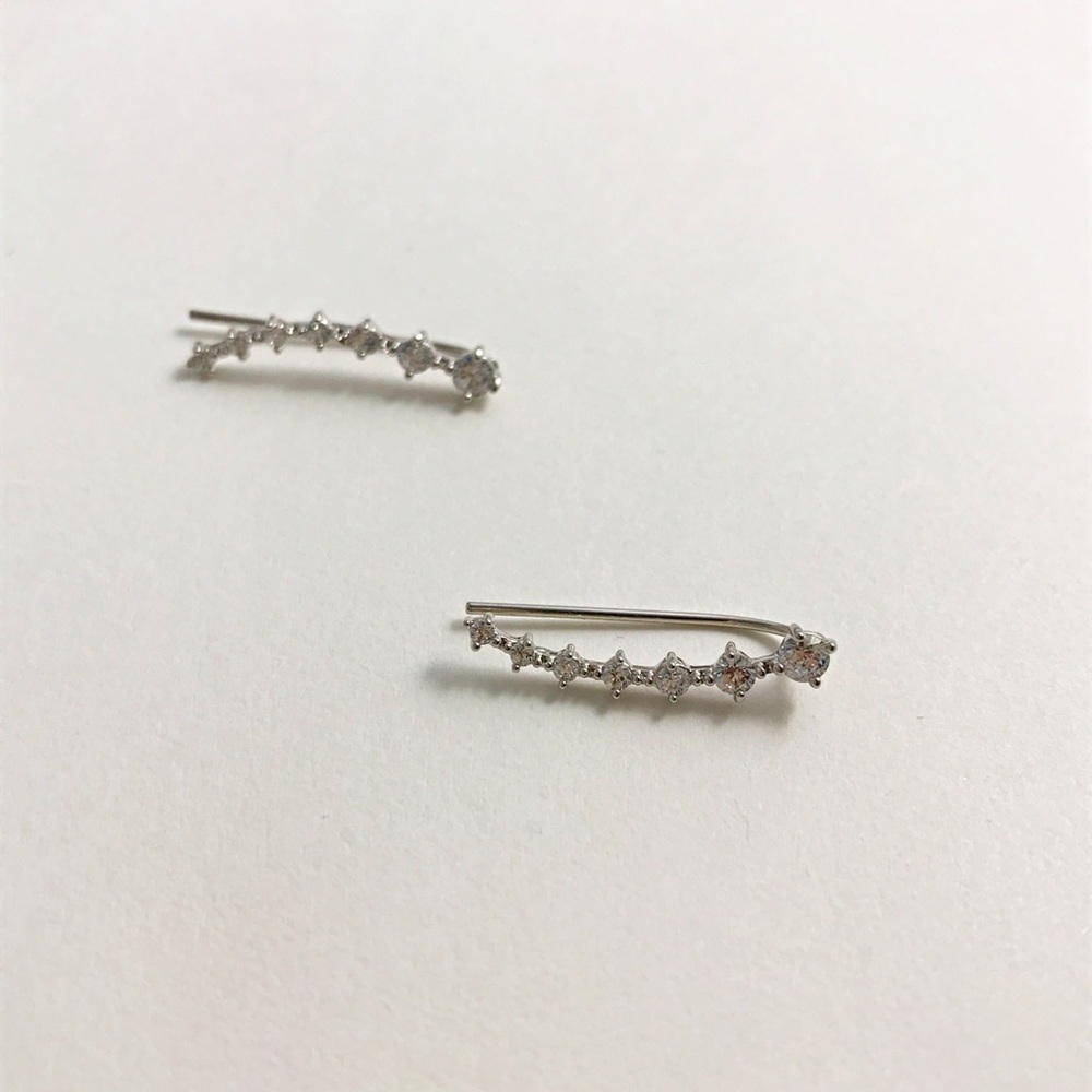 18k White Gold Crystal Ear Climbers